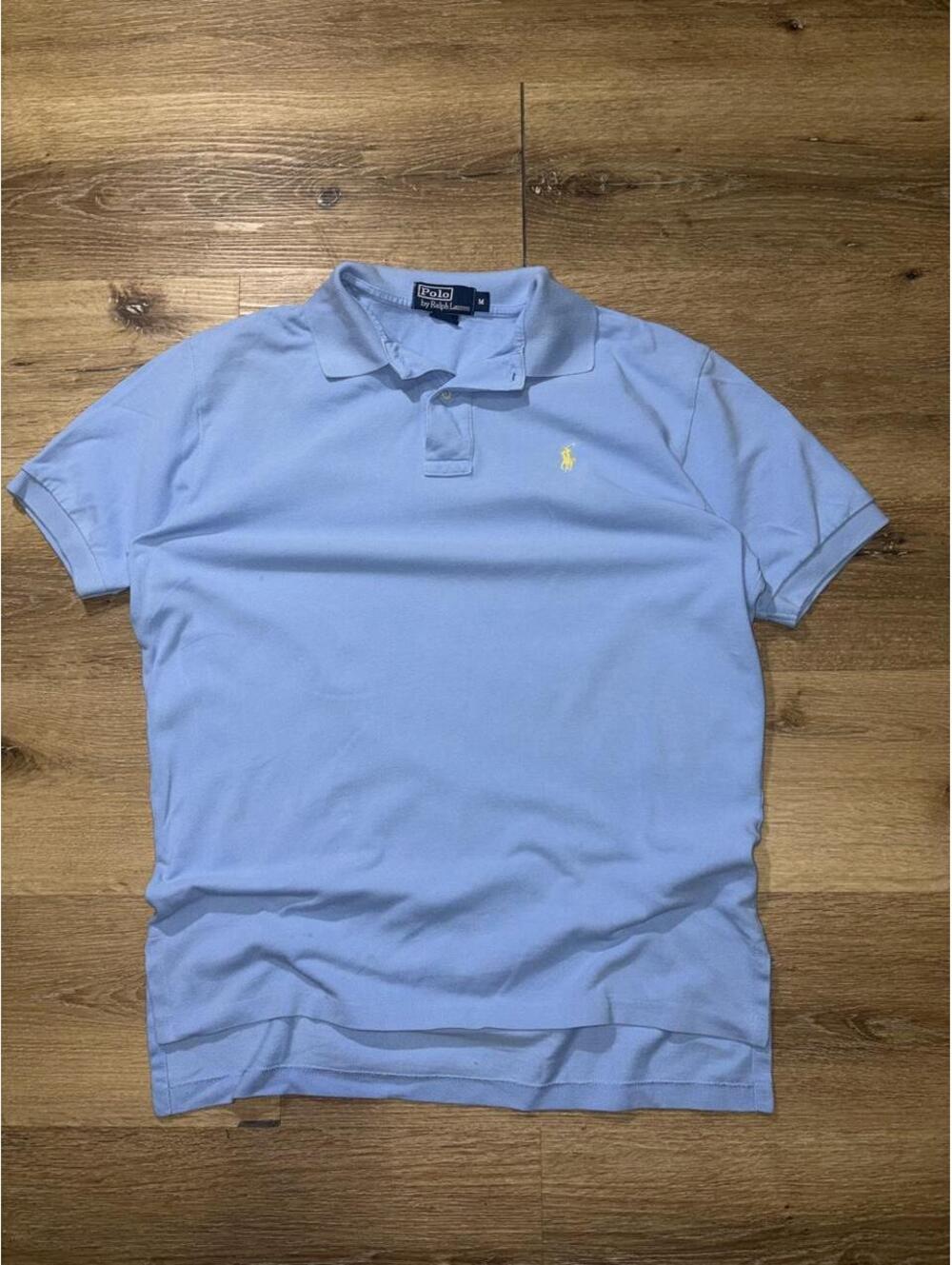 Polo Ralph Lauren Light Blue 100% Cotton Polo Shirt Yellow Pony — Men’s Medium